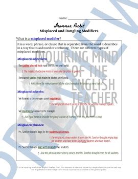 Image result for Identifying Modifiers Worksheet