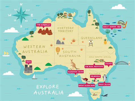A map of australia with all the major tourist attractions vector – Australia Image on Unsplash