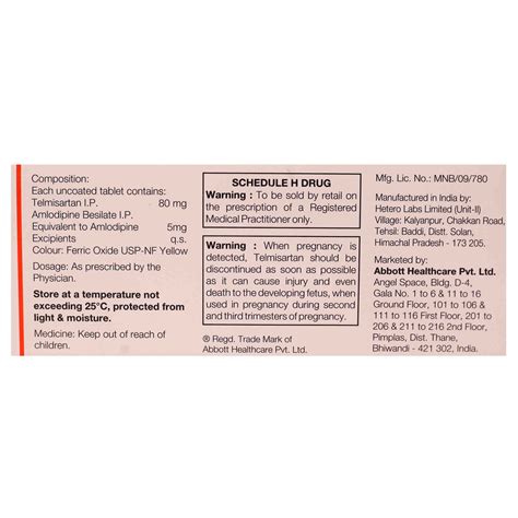 Telpres AM 80 Tablet 10's Price, Uses, Side Effects, Composition ...