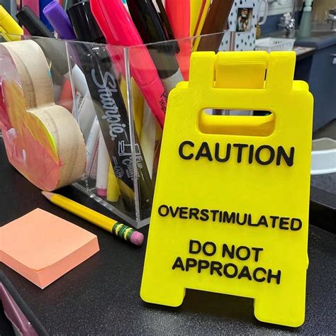 1 Pc Caution Overstimulated Desk Sign - Funny Office Desk Warning Signs ...