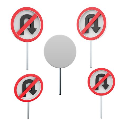 3d le rendu non u tour route signe différent postes icône ensemble. 3d ...