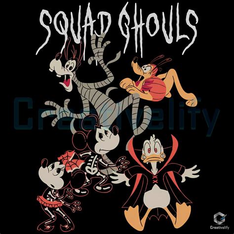 Vintage Mickey Mouse And Friends Squad Ghouls Halloween Png - CreativeLify