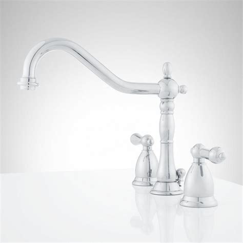 Victorian Widespread Bathroom Faucet - Lever Handles - Chrome ...
