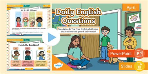 April Daily English Questions for Foundation to Year Two