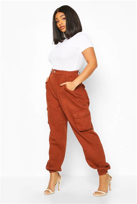 Plus Cargo Denim Jeans | Boohoo outfits, Plus size cargo pants, Fashion