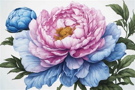 Moutan Peony Blue Flower Graphic by Ariyan Store · Creative Fabrica
