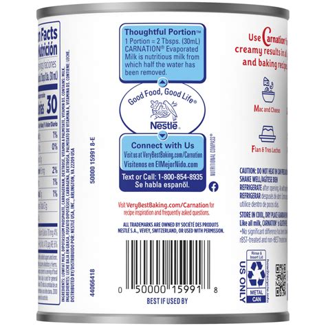 Carnation Evaporated Milk Nutrition Facts
