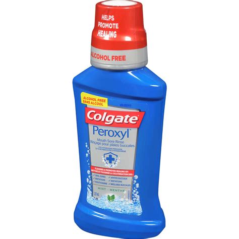 Colgate Peroxyl Mouth Sore Rinse, Mint Flavor, Alcohol-Free, 237 mL for ...