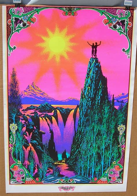 Vintage 1970's Garden of Eden BlackLight Hippie Poster