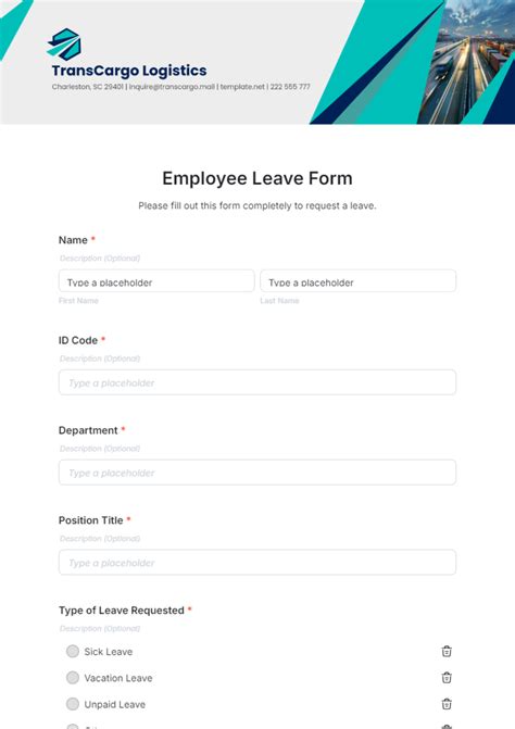 Free HR Leave Request Form Template to Edit Online