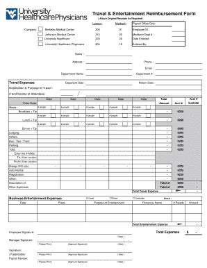Entertainment Reimbursement Form Templates | pdfFiller