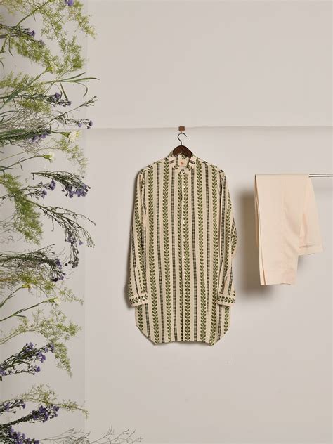 OLIVE RIGA KURTA WITH PAJAMA – White Maison de Couture