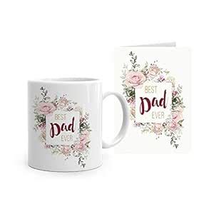 Buy Khakee Best Dad Ever Theme Coffee Mug (325 Ml) and Greeting Card ...