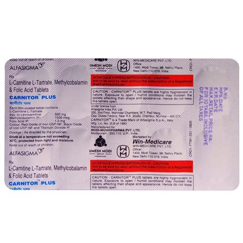 Carnitor Plus Tablet 10's Price, Uses, Side Effects, Composition ...