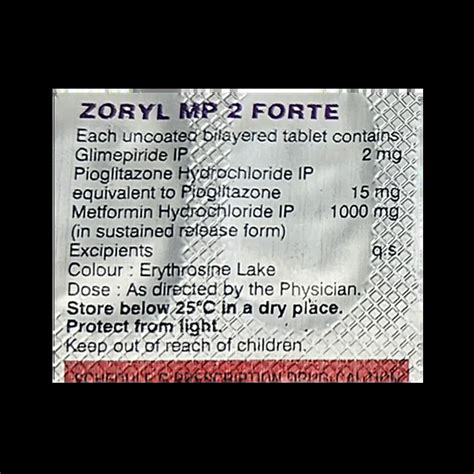 ZORYL MP 2MG FORTE TABLET 10'S Price, Uses, Side Effects & Substitutes ...