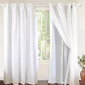 Buy DriftAway Lily White Pinch Pleated Voile Sheer Blackout Curtain ...