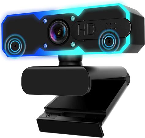 Amazon.com: NBPOWER Cámara web de transmisión 1080P 60FPS con micrófono y luz RGB de relleno ...