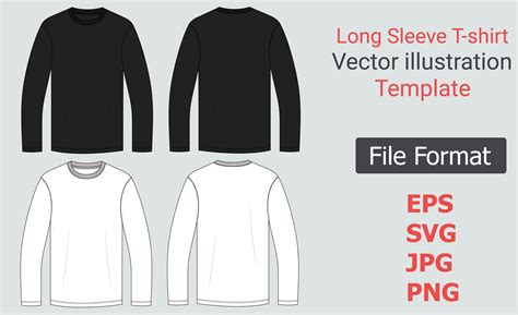 Long Sleeve Black White T Shirt Template Graphic by ClothingArtStudio ...