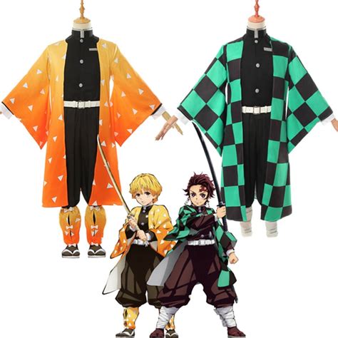 Buy Demon Hunter Agatsuma Zenitsu Cosplay Anim Costume Halloween ...