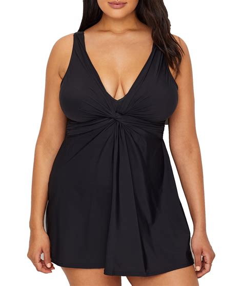 Miraclesuit Women's Plus Allover-Slimming Twist-Front Swimdress (18W ...