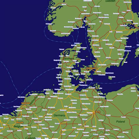 Denmark Rail Travel Map - European Rail Guide