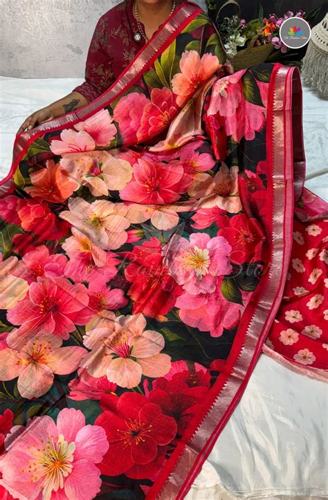 Premium Mangalagiri Pattu with Small Border - Hibiscus Red – The ...