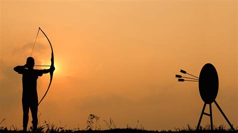 Pictures Archers Silhouette Wooden arrow Shooting target 1920x1080