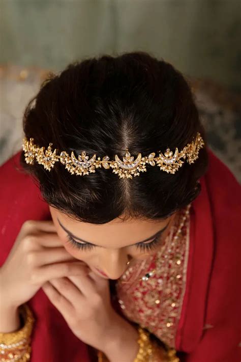 White Kundan Chand Pearls Headband – Ajnaa Jewels
