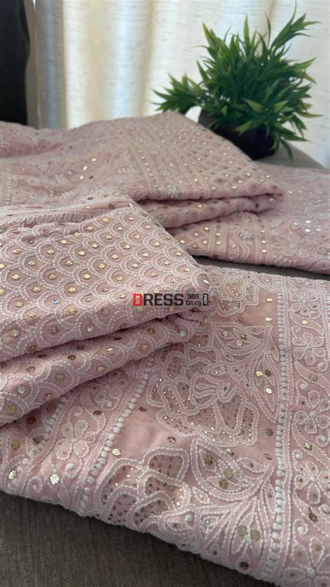 Pastel Pink Mukaish Chikankari Lehenga Set – Dress365days