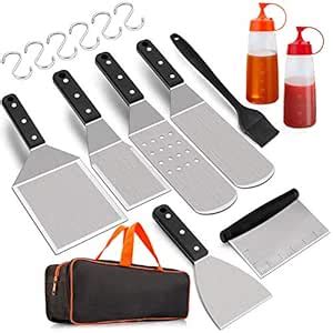 HaSteeL Griddle Accessories Set of 10, Stainless Steel Griddle Spatula ...