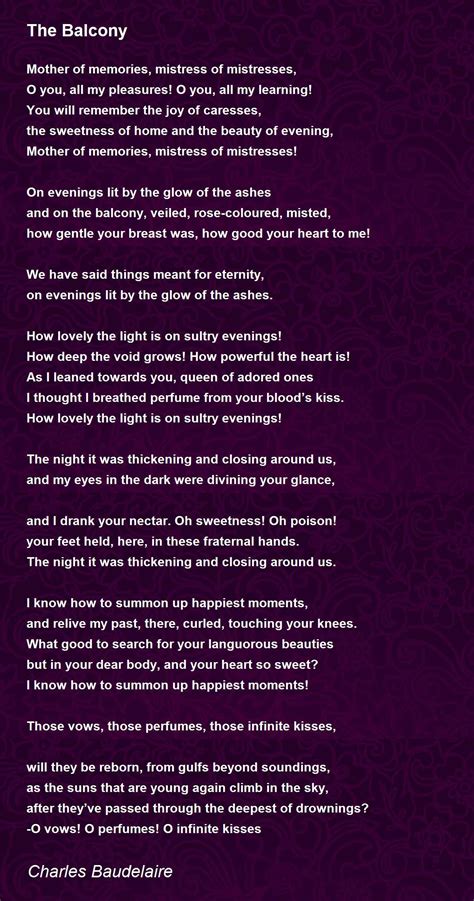 The Balcony Poem by Charles Baudelaire - Poem Hunter