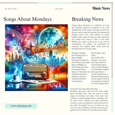 Songs About Mondays - Music Jug