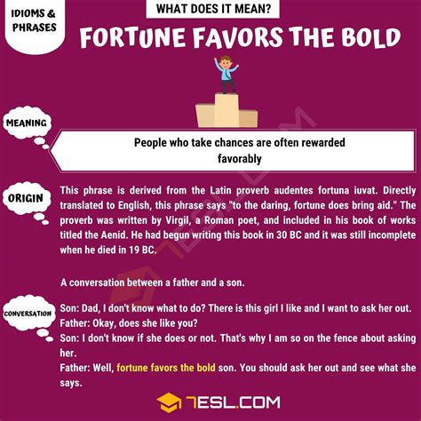 "Fortune Favors the Bold" Meaning, Origin and Examples • 7ESL