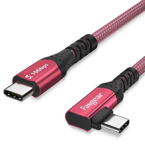 Fasgear USB-C to USB C Cable 100W Power Delivery 3ft 90 Degree Type C 3 ...