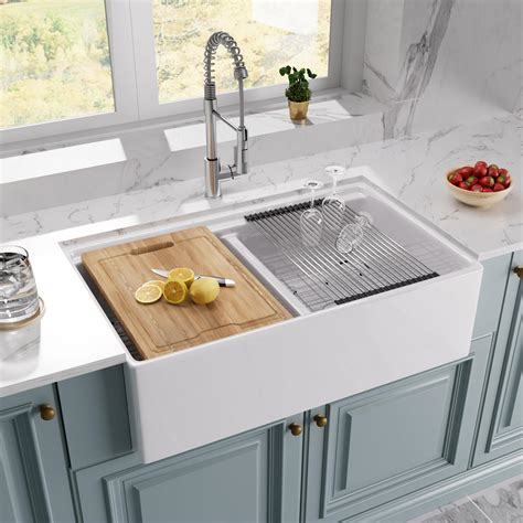 33 inch Farmhouse Sink, DeerValley 33" L x 20" W Double Bowl Farmhouse ...