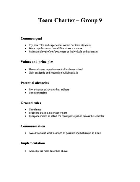 49 Useful Team Charter Templates (& Examples) ᐅ TemplateLab