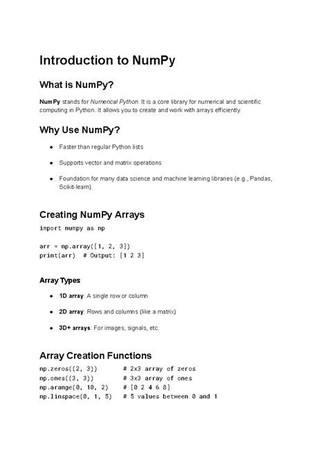 Pandas & NumPy: Summary of Fundamentals in Data Science (DS101) - Studocu