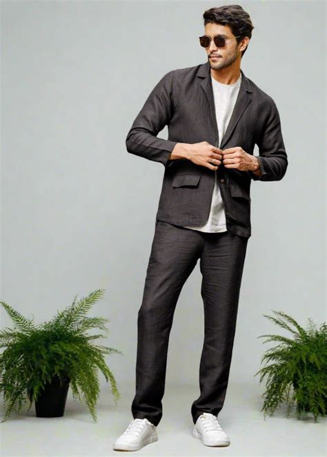 Black Pure Linen Deconstructed Jacket for Men – Linen Trail