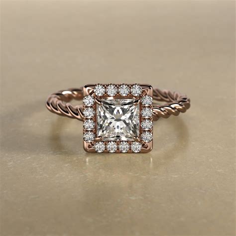 GIA 0.49 Carat D-VVS2 Very Good Cut Princess Diamond Pavé Halo Cabled ...