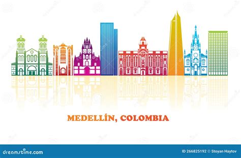 Colourfull Skyline Panorama Of City Of Merida, Yucatan, Mexico Cartoon ...