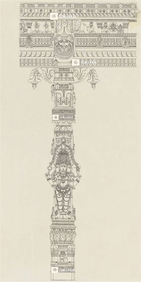 Brahma Poster – Madurai Pudu Mandapa Temple Pier Drawing (12×24) – The ...