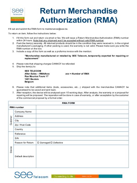 Fillable Online Return Merchandise Authorization (RMA) Request FormETI ...