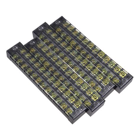 uxcell 4 Pcs 12 Positions Dual Rows 600V 25A Cable Barrier Block ...
