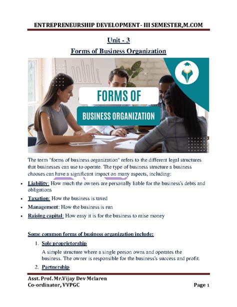 ED-3 - Understanding Business Organizations: Forms & Structures - Studocu