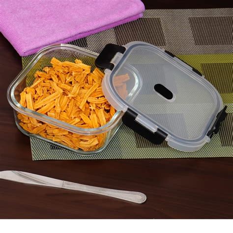 Femora Borosilicate Glass Microwave Safe Square Food Storage Container ...