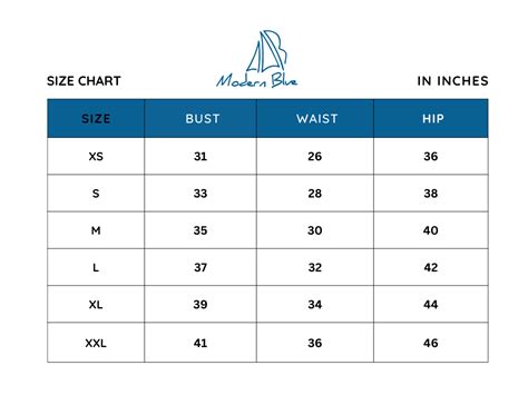 Size Guide – MODERN BLUE