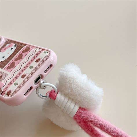 Cute Kitty Printed iPhone Case with Plush Kitty Charm – Kalakaar Indiaa
