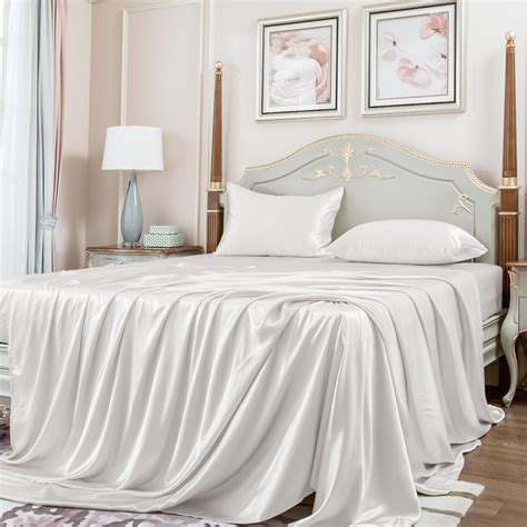 Amazon.com: Italian Luxury Mulberry Silk Sheet Set- Solid Bed-Sheet Set ...