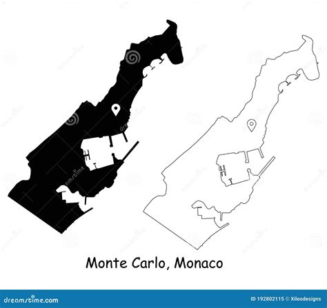 Monte Carlo, Monaco. Detailed Country Map with Location Pin on Capital ...