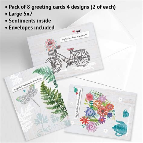 Buy Get Well Faith Greeting Cards with Scripture - Set of 8 (4 Designs ...